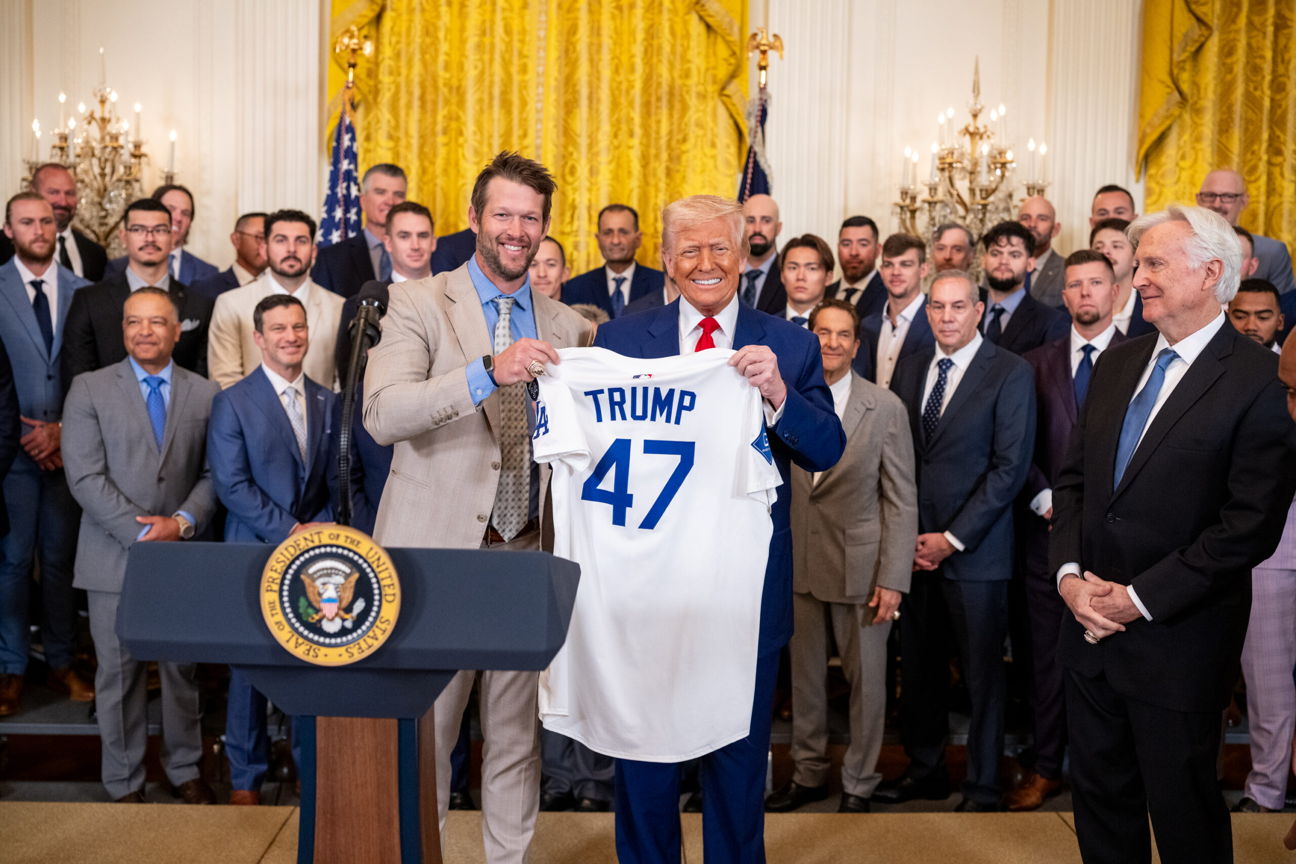 President Donald Trump with the LA Dodgers at The White House