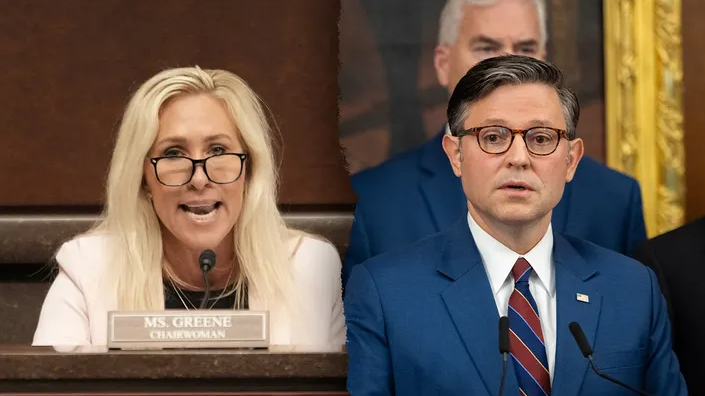 Marjorie Taylor Greene and Speaker Mike Johnson