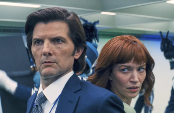 Adam Scott and Britt Lower in “Severance” on AppleTV+