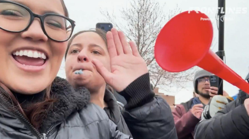 Paige Ostroushko, 20, harassing a reporter