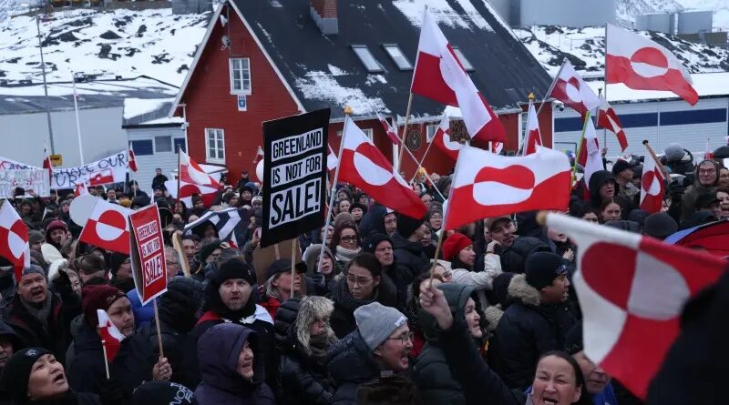 Greenlanders protesting outside the US Consulate